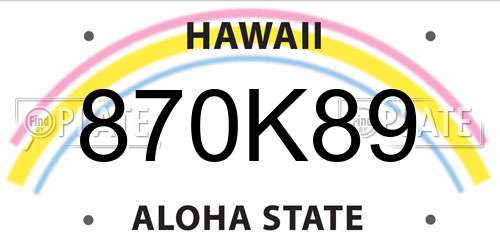 870K89 Hawaii License Plate