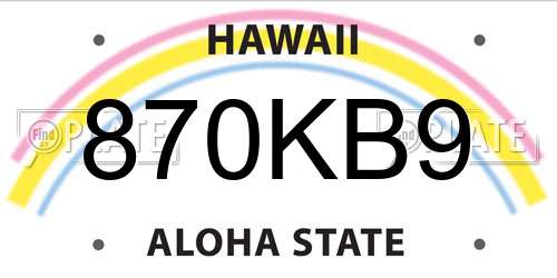 870KB9 Hawaii License Plate
