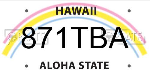871TBA Hawaii License Plate