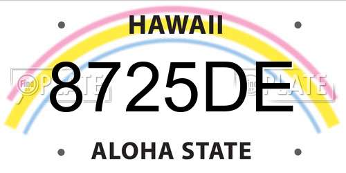 8725DE Hawaii License Plate