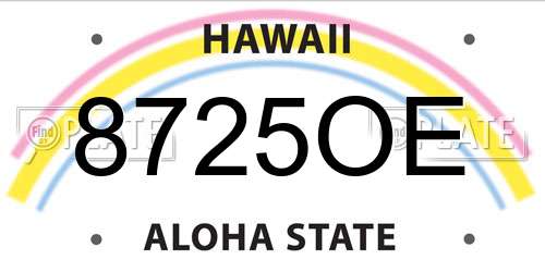 8725OE Hawaii License Plate