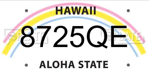 8725QE Hawaii License Plate