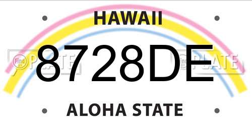 8728DE Hawaii License Plate