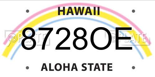 8728OE Hawaii License Plate