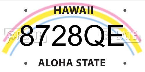 8728QE Hawaii License Plate