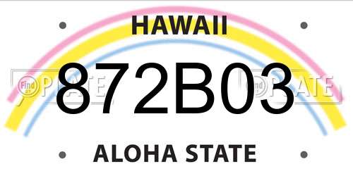 872B03 Hawaii License Plate