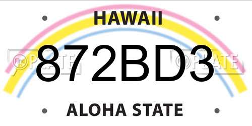 872BD3 Hawaii License Plate