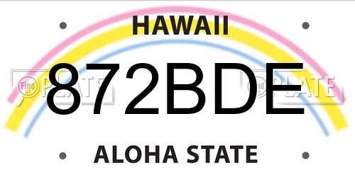 872BDE Hawaii License Plate