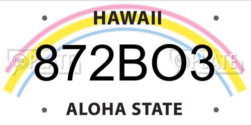 872BO3 Hawaii License Plate