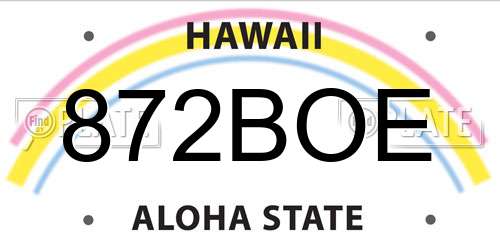 872BOE Hawaii License Plate