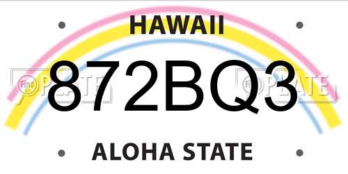 872BQ3 Hawaii License Plate