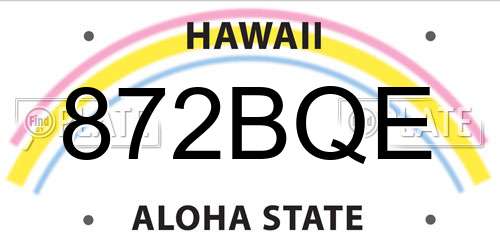 872BQE Hawaii License Plate