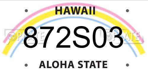 872S03 Hawaii License Plate