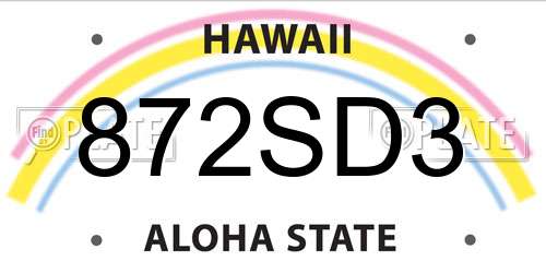 872SD3 Hawaii License Plate