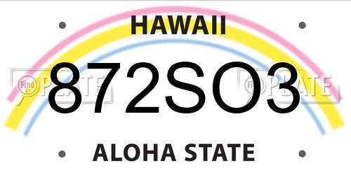 872SO3 Hawaii License Plate