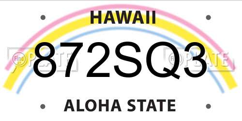 872SQ3 Hawaii License Plate