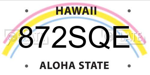 872SQE Hawaii License Plate