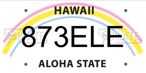 873ELE Hawaii License Plate