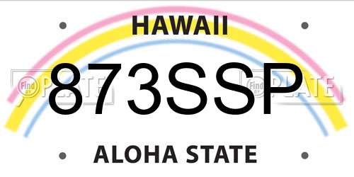 873SSP Hawaii License Plate