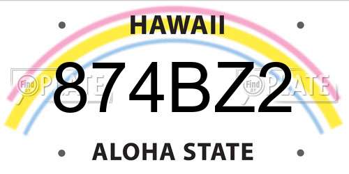 874BZ2 Hawaii License Plate