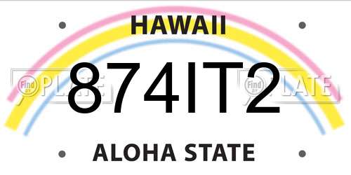 874IT2 Hawaii License Plate