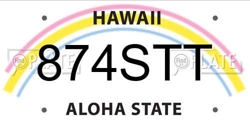 874STT Hawaii License Plate