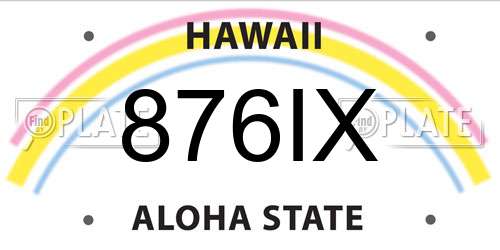 876IX Hawaii License Plate