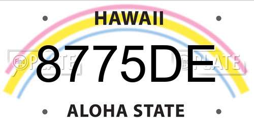 8775DE Hawaii License Plate