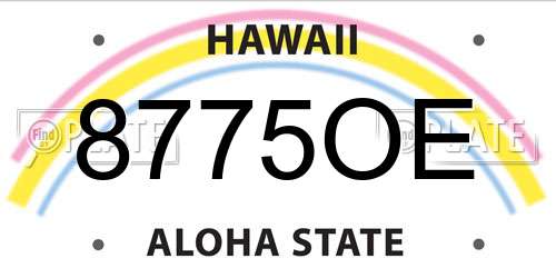 8775OE Hawaii License Plate