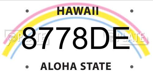 8778DE Hawaii License Plate