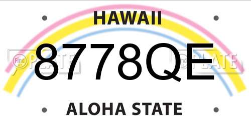 8778QE Hawaii License Plate