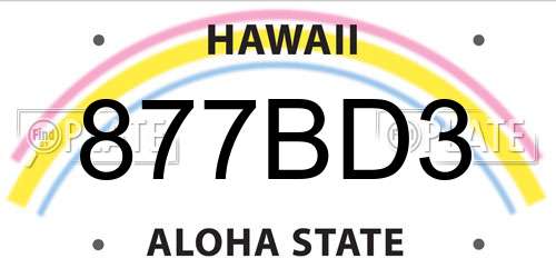 877BD3 Hawaii License Plate