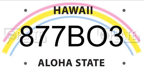 877BO3 Hawaii License Plate