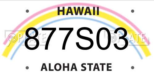 877S03 Hawaii License Plate