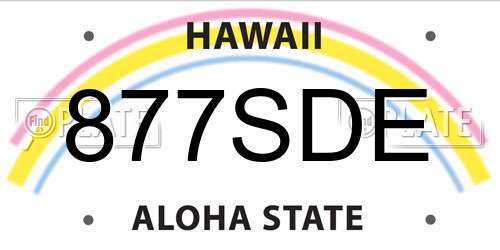 877SDE Hawaii License Plate