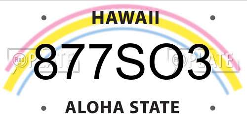 877SO3 Hawaii License Plate