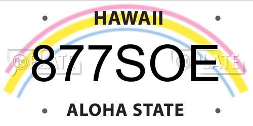 877SOE Hawaii License Plate