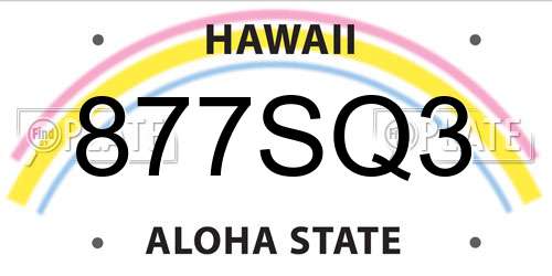 877SQ3 Hawaii License Plate