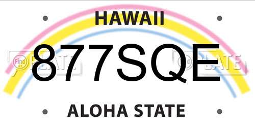 877SQE Hawaii License Plate