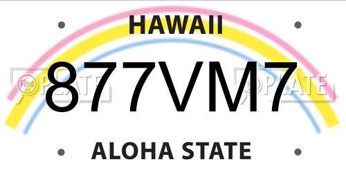 877VM7 Hawaii License Plate