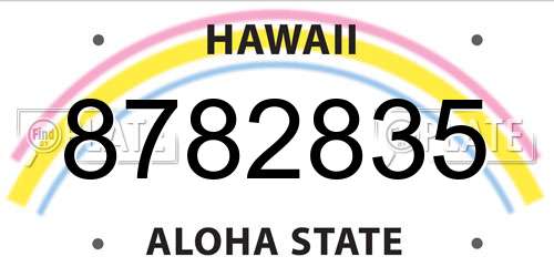 8782835 Hawaii License Plate