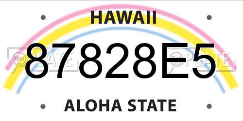 87828E5 Hawaii License Plate
