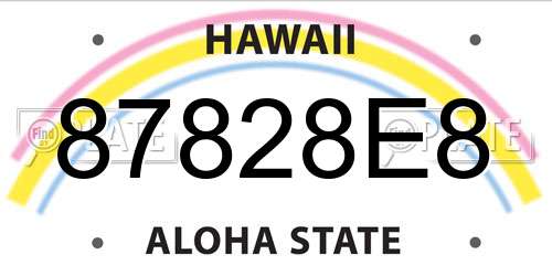 87828E8 Hawaii License Plate