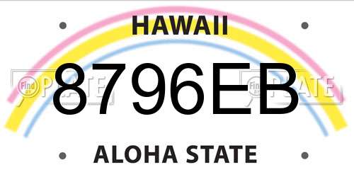 8796EB Hawaii License Plate