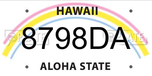 8798DA Hawaii License Plate