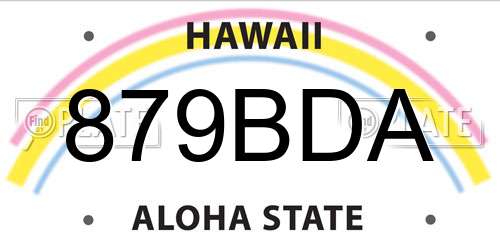 879BDA Hawaii License Plate