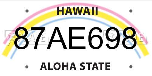 87AE698 Hawaii License Plate