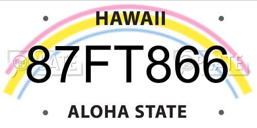 87FT866 Hawaii License Plate