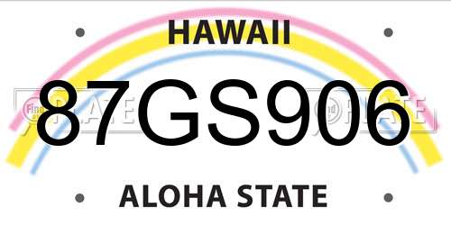 87GS906 Hawaii License Plate