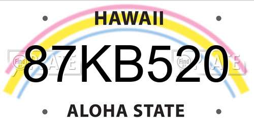 87KB520 Hawaii License Plate